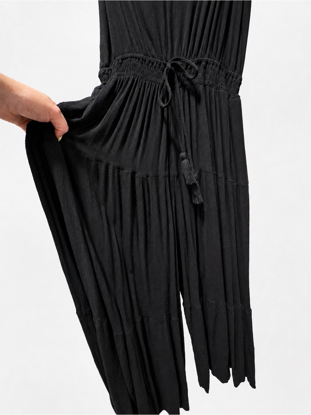 Davi & Dani Black Wide Leg Boho Jumpsuit | Size M